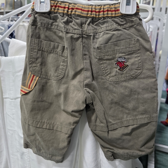Kids' Olive Shorts with Striped Waistband - Picture 3 of 5